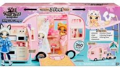 Outlet Na Na Na Surprise Kitty-Cat-Camper Rosa Con Orecchie E Coda Da Gatto 7 Aree Di Giochi Tra Cui Cucina Completa, Amaca E Accessori Fashion Dolls