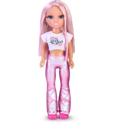 , Un Giorno Con Look Brillante, Capelli Rosa, Con Gemme Colorate E Applicatore Fashion Dolls