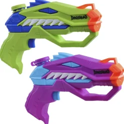 Hot Super Soaker Dinosquad, 2 Raptor-Surge, Include 2 Soaker Con Design A Forma Di Dinosauro Pistole Ad Acqua