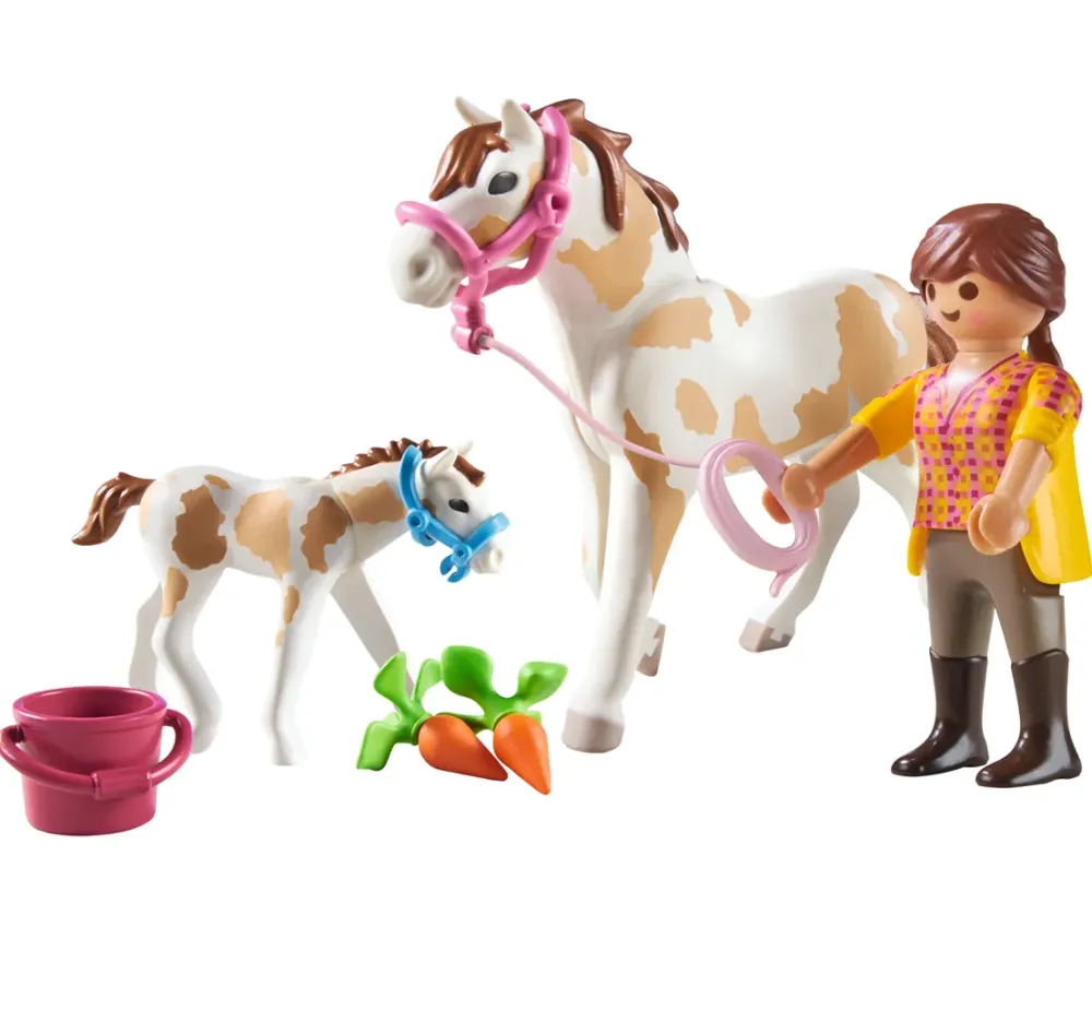 Discount Country 71243 Ragazza Con Cavallo E Puledro Per Bambini Dai 4 Anni In Su Set Costruzioni