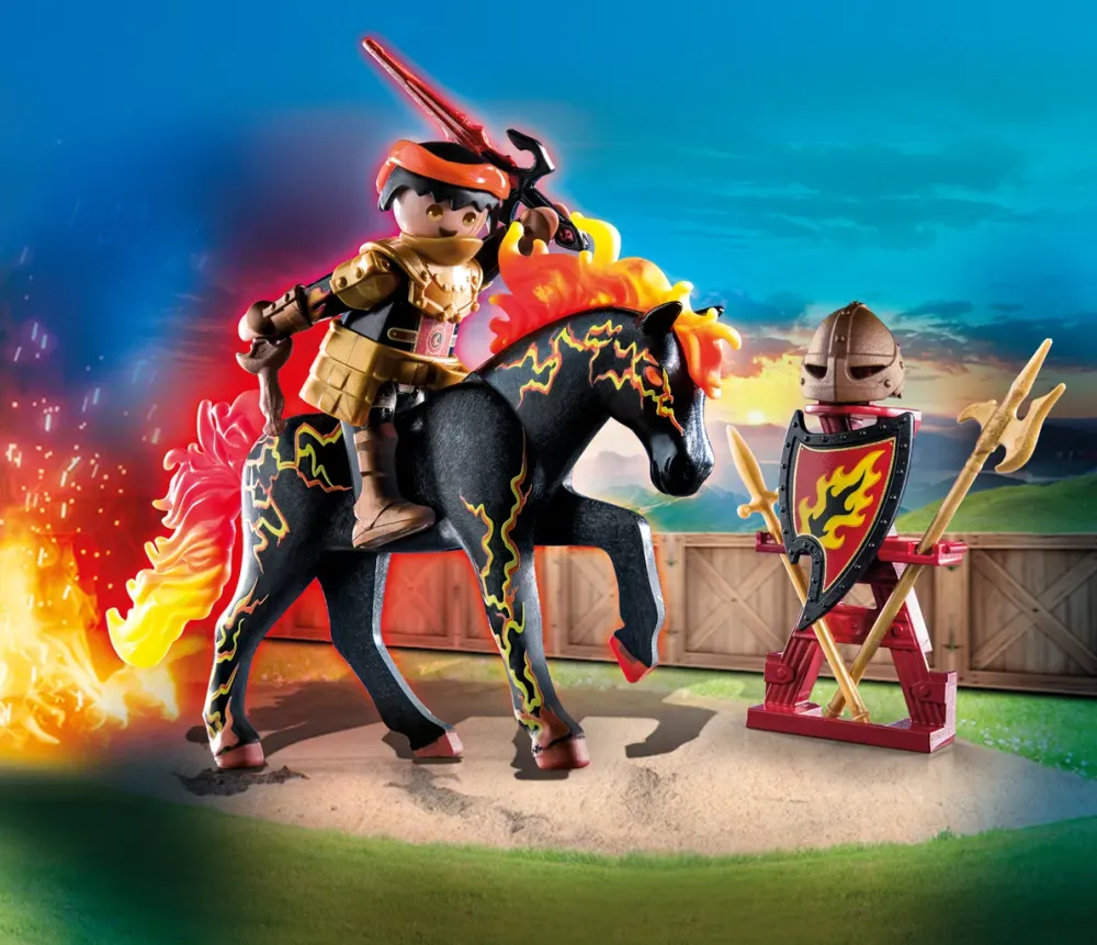 Hot Novelmore 71213 Guerrieri Di Burnham Cavaliere Di Fuoco, Giocattolo Per Bambini Dai 4 Anni In Su Set Costruzioni