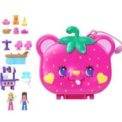 Cofanetto Orsetto Fragolino, Playset Da Viaggio Con Esterno Interattivo, 2 Micro Bambole E 12 Accessori Inclusi Mini Dolls