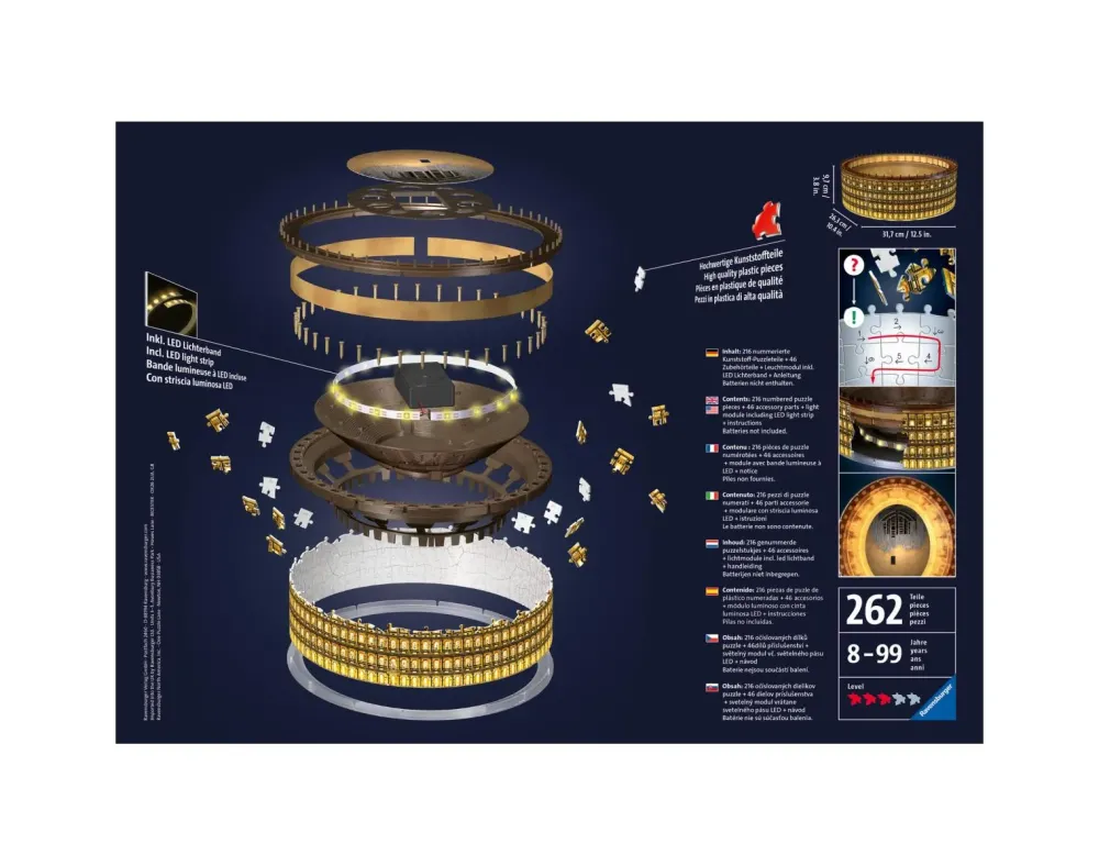 Online Colosseo Night Edition, Roma, 216 Pezzi, 10+ Anni Puzzle 3D