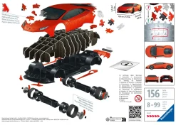 Sale Lamborghini Huracan Evo Arancione, 108 Pezzi, 8+ Anni Puzzle 3D