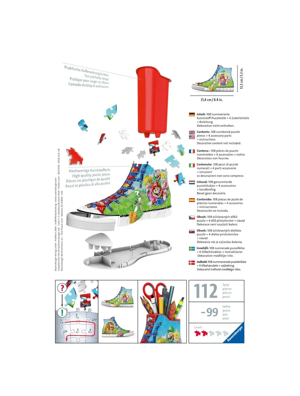 Ravensburger 3D Puzzle Portapenne Sneaker Edition, 108 Pezzi, 8+ Anni Puzzle 3D