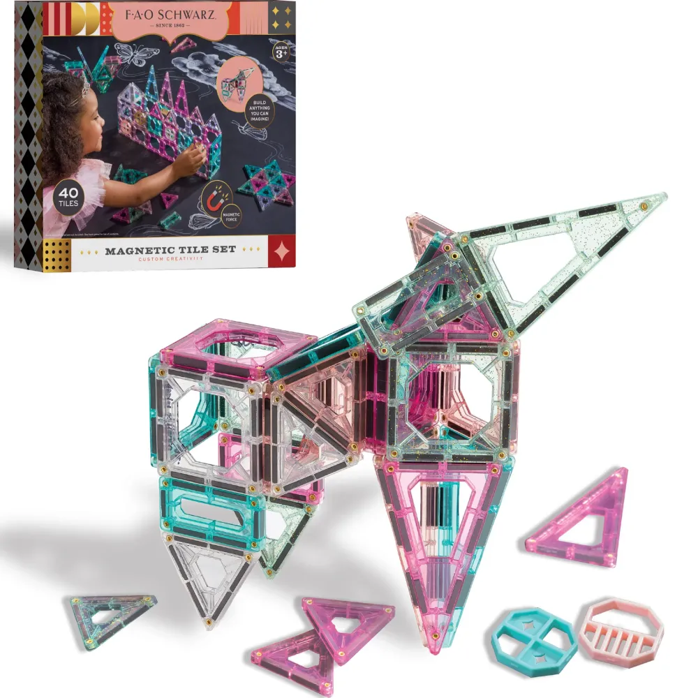 Outlet Set Costruzioni Magnetiche Rosa Da 43 Pezzi Costruzioni In Metallo