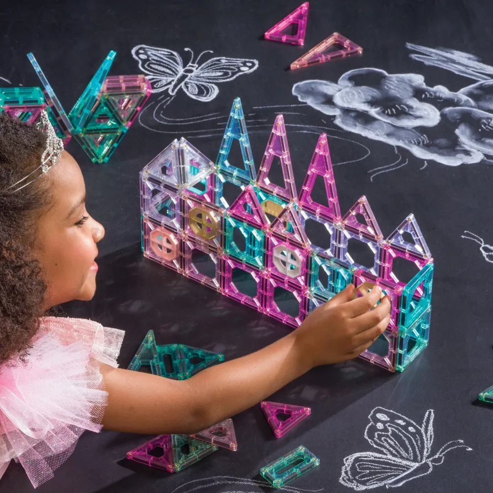 Outlet Set Costruzioni Magnetiche Rosa Da 43 Pezzi Costruzioni In Metallo